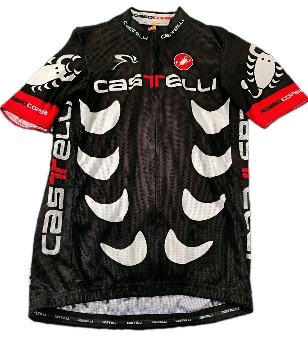 Castelli Cycling Jersey Mens L Black Made In USA Lightweight Full Zip Stretch SS